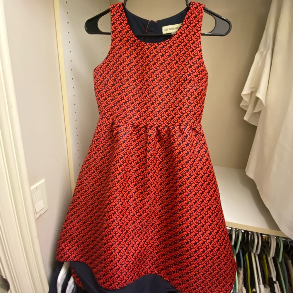 Red Lili Wang For Lili's Closet Red/Black Geojacquard Cocktail Dress size 0